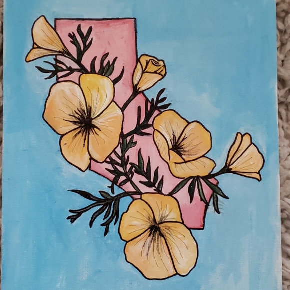 California Poppy Canvas Painting - Picture 2 of 4